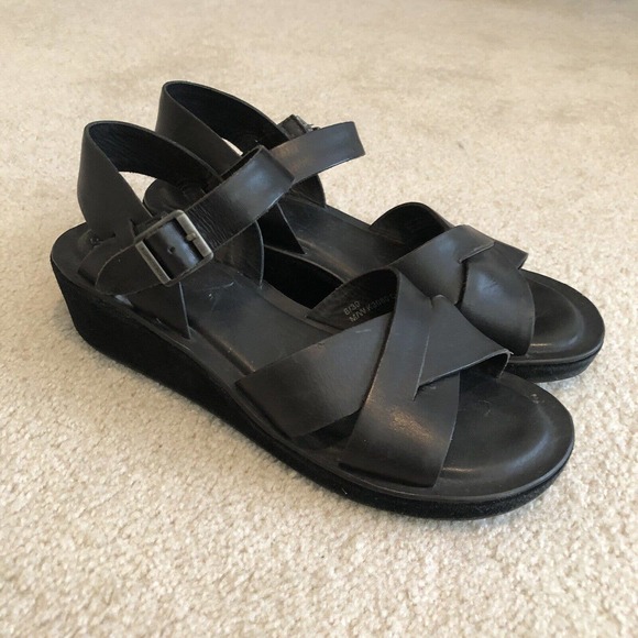 KorkEase Shoes Korkease Womens Myrna 2 Black Washed Ankle Strap